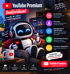 Imagen de YOUTUBE PREMIUM- INDIVIDUAL (1MES)