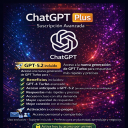 Imagen de GPT PLUS A TU CORREO 1 MES CUENTA COMPLETA