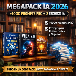 Imagen de 👉 “MegaPack IA 2026 – +1000 Prompts PRO + 3 Ebooks de IA”