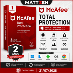 Imagen de ANTIVIRUS MCAFEE TOTAL PROTECTION ~ 2 AÑOS