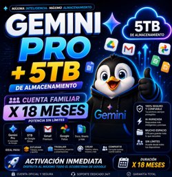 Imagen de GEMINI PRO + 5 TB DE ALM. x 18 meses ( CUENTA FAMILIAR ) 