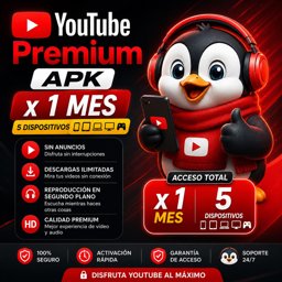 Imagen de APK YOUTUBE PREMIUM X 1 MES ( solo para celular 5 dispositivos)
